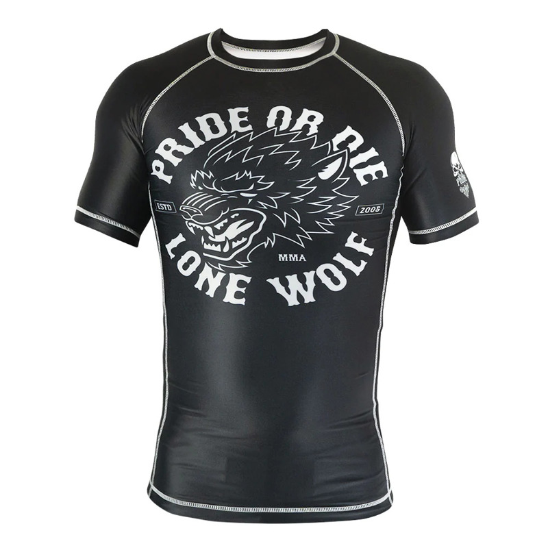 PRIDE OR DIE lone wolf RASHGUARD - BLACK